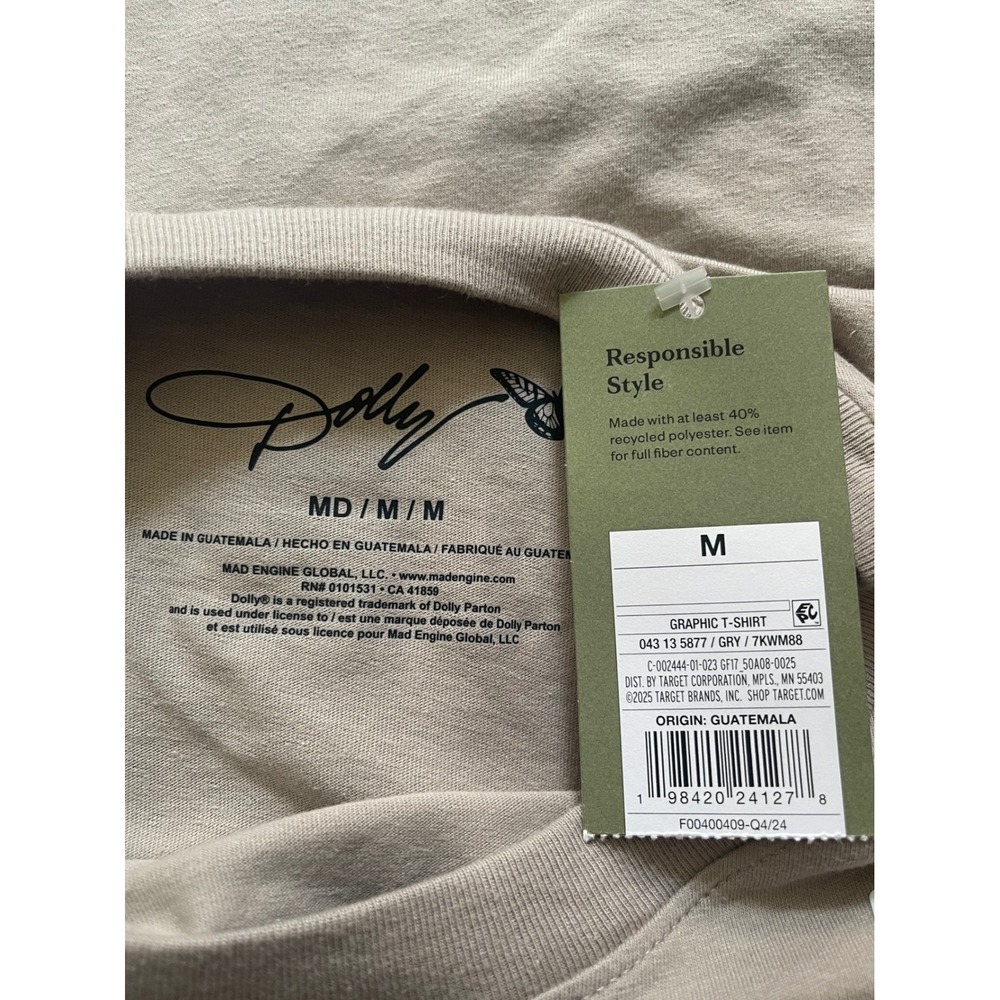 Dolly Parton Live in Concert Nashville Graphic T-Shirt Tan Size M NWT - Picture 4 of 4